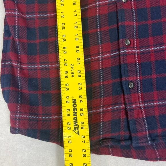 Orvis Flannel Shirt Jacket Mens M Red Black Plaid Shacket Chest Pockets - Picture 4 of 9